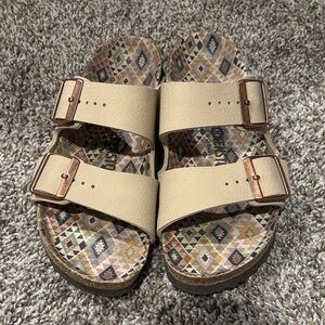 Birkenstock Women Sandals in Beige and Copper